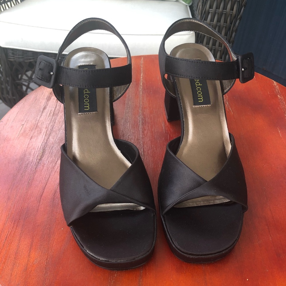 Unlisted Black Fabric Square-Toe, Y2K Block-Heels 7.5